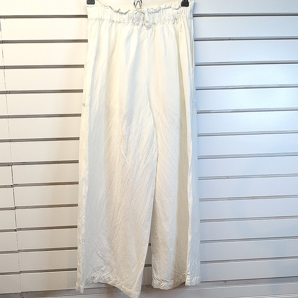 Young, Fabulous & Broke Sailor Tencel Cotton Wide Leg Crop Pants White Size - Picture 6 of 10